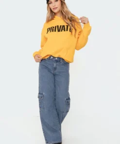 S11561_orange Tops Stay Private Hoodie