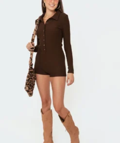 S11456_brown Kelsy Ribbed Romper