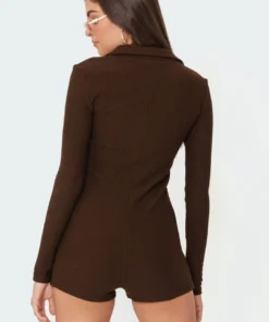 S11456_brown Kelsy Ribbed Romper