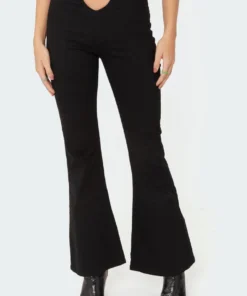 S11552_black Olympia Cut-Out Flared Jeans