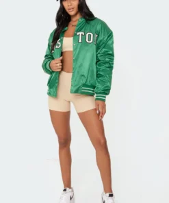 S11481_green Boston Baseball Jacket