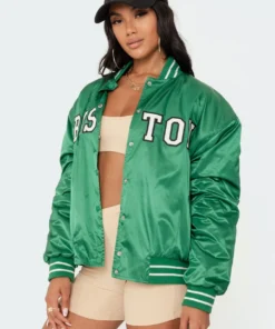 S11481_green Boston Baseball Jacket