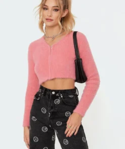 S11531_pink Tops Misty Cropped Cardigan