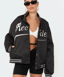 3018_black Team Reckless Oversized Baseball Jacket Jackets & Coats