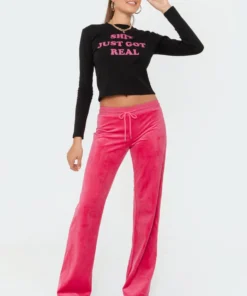 S11494_pink Erin Low-Rise Velour Sweatpants