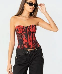 S11564_red Aly Mesh Corset Top