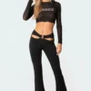 S11124_black Soph Buckle Flared Pants