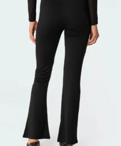 S11124_black Soph Buckle Flared Pants
