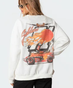 1001_white Fierce Oversize Sweatshirt