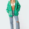 S11562_green Bandana Hoodie Tops