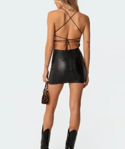 S11472_black New In Dani Open Back Mini Dress