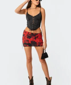 S11633_black Scarlette Lace-Up Corset Top Tops