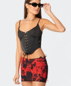 S11633_black Scarlette Lace-Up Corset Top Tops