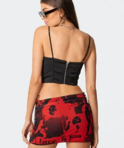 S11633_black Scarlette Lace-Up Corset Top Tops