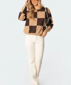 S11591_brown Tops Sabrina Oversized Square Sweater