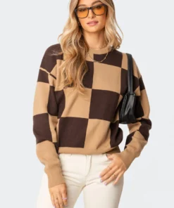 S11591_brown Tops Sabrina Oversized Square Sweater