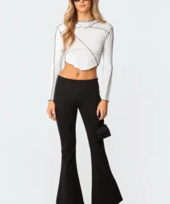 S11609_white Tia Asymmetrical Stitch Top Tops