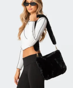 Acc0221_black Accessories Fluffy Shoulder Bag