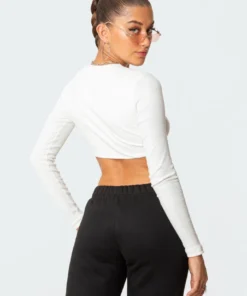 S11627_white Jasmine Twisted Ribbed Top