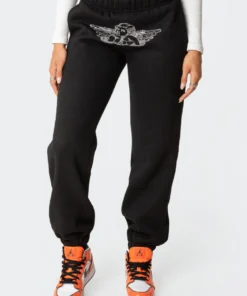 S11661_black Angie Rhinestone Sweatpants