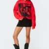 S11473_red Tops Mono Print Hoodie