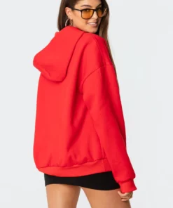 S11473_red Tops Mono Print Hoodie