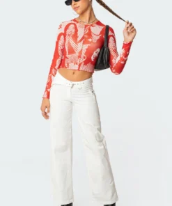 S11625_mix Roy Printed Mesh Top