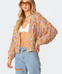 S11612_mix Tops Chunky Handmade Cardigan