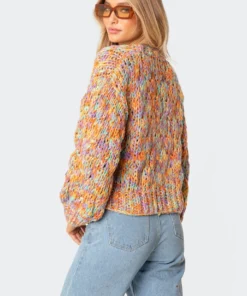 S11612_mix Tops Chunky Handmade Cardigan