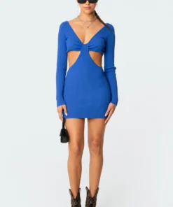 S11075-1_blue Gali Knitted Mini Dress