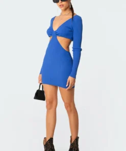 S11075-1_blue Gali Knitted Mini Dress