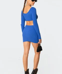S11075-1_blue Gali Knitted Mini Dress