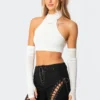 S11648_white Eva Sleeve Halter Top Tops