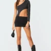 S11680_black Tops Lexi Cut-Out Bodysuit