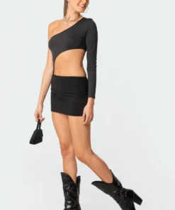 S11680_black Tops Lexi Cut-Out Bodysuit