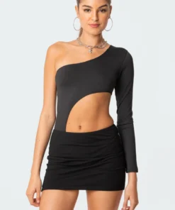 S11680_black Tops Lexi Cut-Out Bodysuit