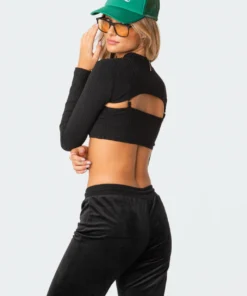 S11650_black New In Ash Ribbed Two-Piece Top