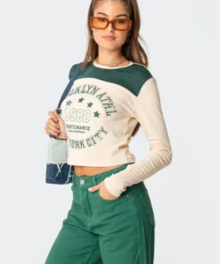 S11628_beige Athletic T-Shirt Tops