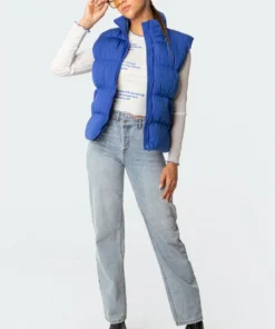 S11656_blue Jackets & Coats Bomber Puffer Vest
