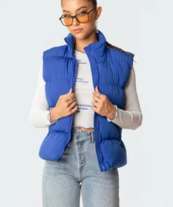 S11656_blue Jackets & Coats Bomber Puffer Vest