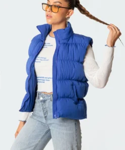 S11656_blue Jackets & Coats Bomber Puffer Vest
