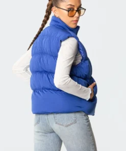 S11656_blue Jackets & Coats Bomber Puffer Vest