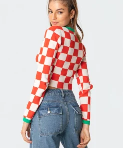 S11606_mix Check Yourself Knitted Top Tops