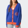 S11598_blue Oversized Varsity Cardigan Tops