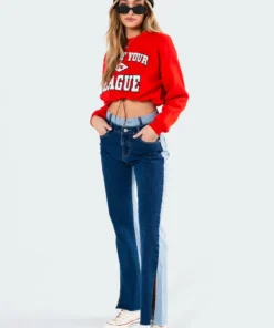 3090_red Tops League Cropped Sweatshirt