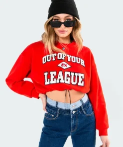 3090_red Tops League Cropped Sweatshirt