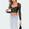 3043_black Megan Bodice Crop Top