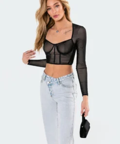3043_black Megan Bodice Crop Top