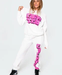 7009_white Graphic Tag Sweatpants