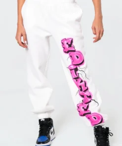 7009_white Graphic Tag Sweatpants